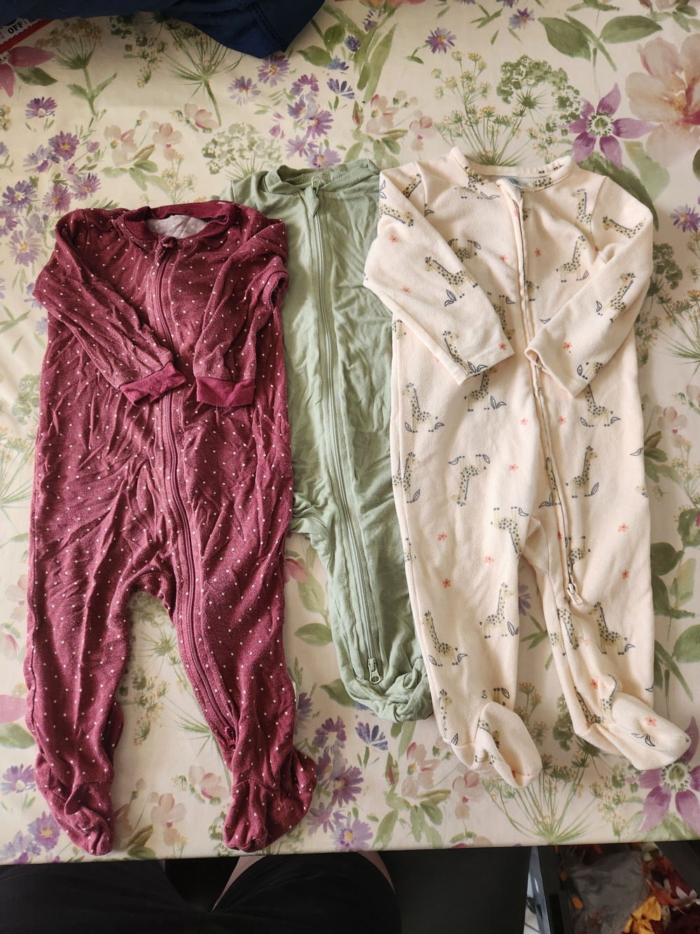 Charlotte Stone Kids Pajama Bundle - Burgundy, Sage Green, Cream Giraffe Print